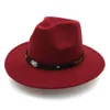 Szerokie brzegi fedora czapki poczuły czapkę panamy dla kobiet z skórzanym paskiem rozmiar 58 cm na przyjęcie urodzinowe Halloween Boże Narodzenie