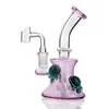 Розовые бонги, кальяны, стакан, стеклянный бонг для воды, курительные водопроводные трубки, пьянящие установки для мазков с чашей 14 мм s363