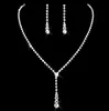 Explosion models Simple European and American Bridal Rhinestone Necklace Ear Pin Set 2 Piece Set Wedding Jewelry Accessories Wholesale