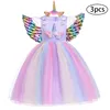 Christmas Girls Dress Costumn Rainbow Unicorn Dress For Girls Princess Dress Baby Kids Clothes Birthday Party Vestidos 2 6 10 Y