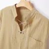 Hurtowa moda męska Summer Slim Casual wielokolorowa bawełniana lniana koszula krótkie rękawowe luźna kamizelka