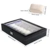 Fanala 24 Grid Watch Box Pu Leather Watches Display Case Box Organizer Jewelry Storage Watches Lock Key Barite Boite Montre2199