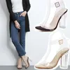 Hot Sale-Prägnanter Knöchelriemen mit Schnalle, transparente High-Heel-Sandalen für Damen, Schuhe 2017