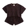 Baby meisjes kleding sets luipaard meisje shirts shorts 2 stks set korte mouw kinderen outfits causale zomer baby kleding 4 kleuren groothandel DH3097