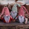 Nouvelle poupée sans visage pendentif de noël casquette rayée poupée sans visage arbre de noël suspendus ornement décoration Gnome vieil homme poupées