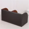 Coloque de couro de madeira Multifunção artigos de papelaria de mesa de caneta Caixa de armazenamento Lápis Caixa de armazenamento Black A259
