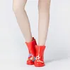 PVC 발목 장화 여성 평면 발 뒤꿈치 Rainboots 방수 물 신발 여성 웰리스 TR199