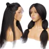 Spitzefrontperücke Hand gebunden synthetische Haare lange Yaki Gerade Perücken für schwarze / afrikanische Frauen vorgepteten Haaranleger Frisuren Perücken