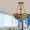 Americana illuminazione lampadario di vetro blu libellula lampada soggiorno sala da pranzo camera appeso Tiffany macchiato pendente in vetro lampsTF005