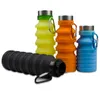 Fold Silicone Water Bottles Sport 550ML Outdoor Flexible Drink Cups Cycling Bottles Mug Travel With Mountaineering Buckle 4 Colors