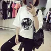 Women Chic Summer New Personality Planet Moon Printed Loose T Shirts Women Slim Leisure Short Sleeve White T-Shirt Female Top Trend