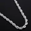 2mm 925 sterling silver halsbandskedjor 16-30 tums mode rep kedja halsband smycken för kvinnor