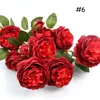 Sztuczne kwiaty piwonii dekoracje przyjęcia ślubne 3 głowy jedwabne kwiaty na bukiet stolik centralne dekoracje domowe 3665253