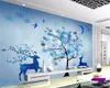 2019 nuevo hermoso azul copo de nieve ciervo moda luz de la luna sala de estar TV Fondo HD Superior decoraciones interiores papel tapiz 3d