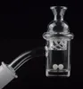 DHL Factory Pris 5mm Bottom Flat Top Quartz Domeless Banger Nail Cyclone Spinning Carb Cap och TERP Pearl Insert för glasriggar