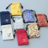 Thicken Seawater Mini Silk Brocade Bag Double Velvet Jewelry Pouches Drawstring Watch Travel Pouch Handmade Cloth Bags 1pcs