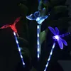 solar lawn lamp 6 leds white+colorful led dragonfly butterfly hummingbird ground lights Solar garden decorative light 3pcs