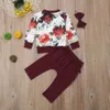 2019 nyfödda bebis tjejer designer kläder uppsättning vinterkläder kläder blomma toppar + ruffle pants 3st set kläder