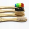 Brosse à dents en bambou à col mince en gros brosse à dents en bambou écologique en bois soins bucco-dentaires tête noire F2919