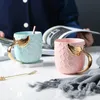 Sjöjungfru kaffe muggar kreativ keramisk kopp med guldhandtag för te kaffe mjölk hem gåva muggar hha1061