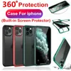 Luxo 360 proteção completa caso de telefone para iphone xr xs max x 11 pro max dupla camada áspera embutido protetor de tela caso de vidro