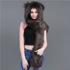 16 Styles Faux Fur Hood Animal hat Ear Flaps Hand Pockets Animal Hat Wolf Plush Warm Earmuff Animal Cap with scarf gloves JY9969894505