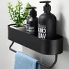 zwarte badkamerplank met handdoekbar