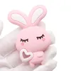 Rabbit Silicone Teether Cute Animal Baby Teething Toy Chew Beads BPA Free Silicone Pendant DIY Nursing Necklace Toddler Chew Biter Toy