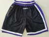 New Team 98-99 Vintage Baseketball Shorts Zipper Pocket Running Clothes Black Color Just Done Size S-XXL