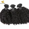 Doğal Siyah Renk I ucu Saç Uzantıları Kıvırcık Dalga Ön Yapışan Afro Curl Remyhair