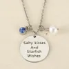 Petit amie Girlfriend Cadeau Salty Bisous Bisou et étoile de mer Sous réserve Collier Collier rond Crystal Pendentif Plage Collier romantique