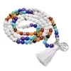 Tree of Life 6mm Seven Chakras Tassels Howlite Woven Beads Essential Oil Bracelet Necklace Buddha Yoga Energy Women Men Jewelry