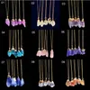 Hot Selling Natural Gemstone Pendants Necklace Gold Chain Statement Necklaces Rose Quartz Healing Crystals Jewelry for Women Girls