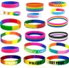 Trendig dekoration Regnbåge Armband Segmenterad Gay Pride Silicone Gummi Armband Vuxenstorlek för kampanjgåva 6112