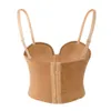 Faux Suede Leather Corset Women's Bustier Bra Night Club Party Beskuren topp väst plus storlek