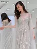 Elegant Unique Design Prom Dresses with Wraps 2020 Sheer Neck Star Appliques Party Dress vestidos de fiesta