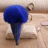 Newest 17 Colors Pom Pom Ball Keychains Ice cream Fur Key Rings For Women Key Holder Birthday Gifts Support FBA Drop Shipping