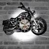 Clássico criativa 3D do registro de vinil Relógio motocicleta Fãs presente oco de Motocicleta Forma Wall Art Motorcycle Rider LED Clock Y200109