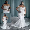 Abito da sposa taglie forti Vestido De Novia Abiti da sposa a sirena in cristallo africano con strascico lungo Collo trasparente Abiti da sposa su misura es