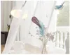 Sheer Curtains Small fresh romantic white curtain yarn dream princess feather embroidery floating window screen