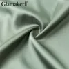 Glamaker атласная одно плечо зеленого платья женщин сексуальный рукавов плиссированные асимметричный длинный платье Женский элегантный бандаж платье партии MX200518