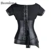 Steampunk espartilho sexy mulheres góticas vintage corselet retro corselet lace up bustiers korset couro plus size fivela gorset top 4 pcs conjunto j190701