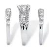 Vecalon 3-in-1 Vintage Lovers anello in argento sterling 925 Diamanti Cz Fedi nuziali per feste per gioielli da donna