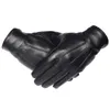 Gours vinterhandskar män Äkta läderhandskar Touch Screen Real Sheepskin Black Warm Driving Gloves Vitens Ny Ankomst GSM050 T190618