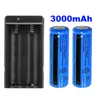 2x Rechargeable 18650 Battery 3000mAh 3.7V BRC Li-ion Battery for Flashlight Torch Laser + 18650 Dual Charger