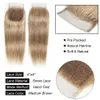 Kisshair Color 8 Brown Ash Blonde Broldian Body Wave Wave Fltits مع إغلاق 100 تمديد للشعر البشري