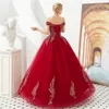 2019 Moda Bateau Aplikacje Suknia kulowa Quinceanera Suknie Lace Up Plus Size Sweet 16 Dresses Debiutante 15-letnia Formalna Party Dress BQ209