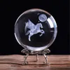 80 mm 3D Laser Arts and Crafts gegraveerde miniatuur Pegasus Crystal Ball Crystal Field Craft Glass Home Decoratie Ornament Birthday Gift