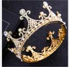 Corona di matrimonio con copricapo di perle Corona rotonda di principessa dorata Corona di matrimonio con trapano flash