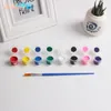 Barn Utbildning Toy Finger Draw Målning Verktyg Barnfärg Box med 8 Färger Pigment Art DIY Ge borsten 50 st Partihandel